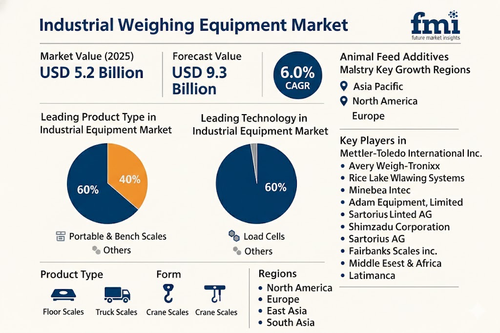 Global Industrial Weighing Equipment Market to Surpass USD 9.3 Billion by 2035 as Smart Manufacturing Demands Precision at Scale